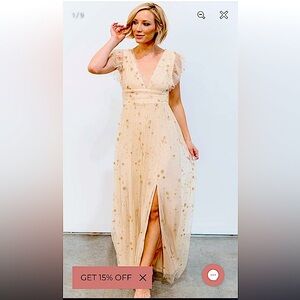 Baltic born, Nova Shimmer dress, formal maxi gold shimmer gown